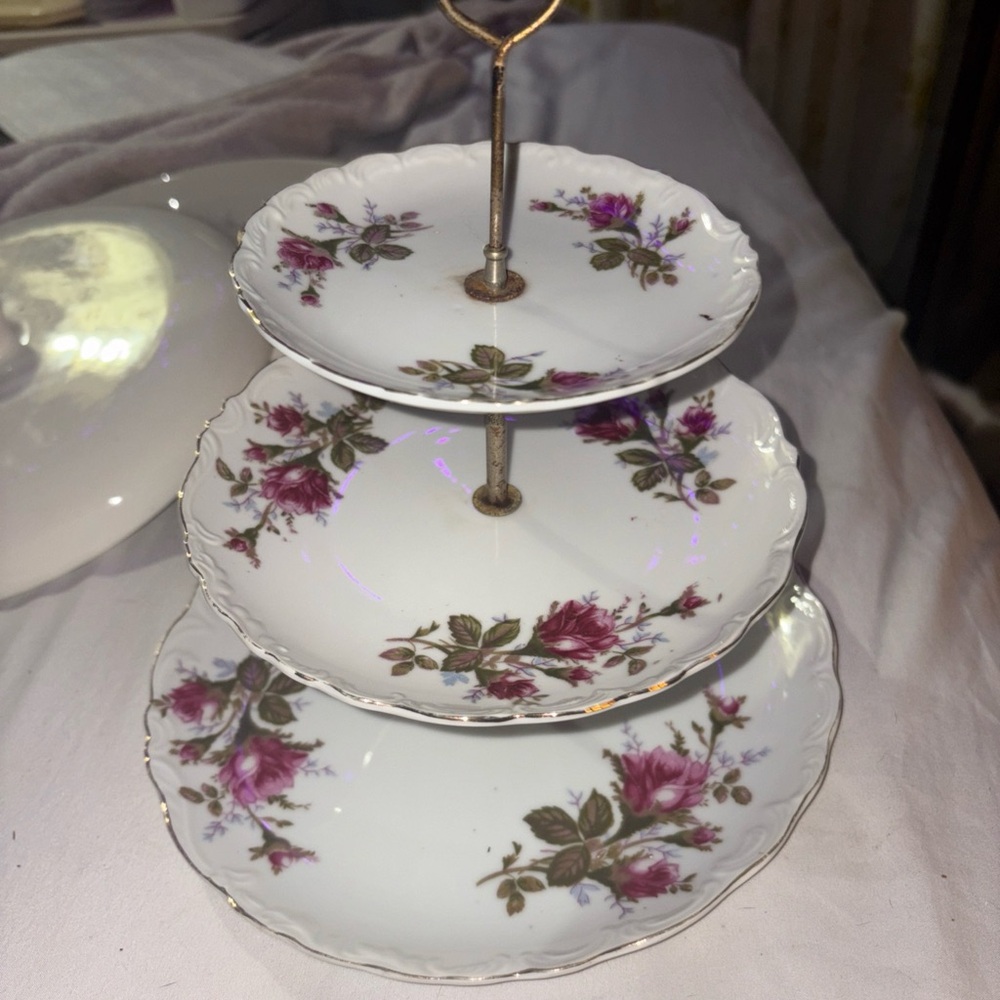 Floral Tiered Serving Tray